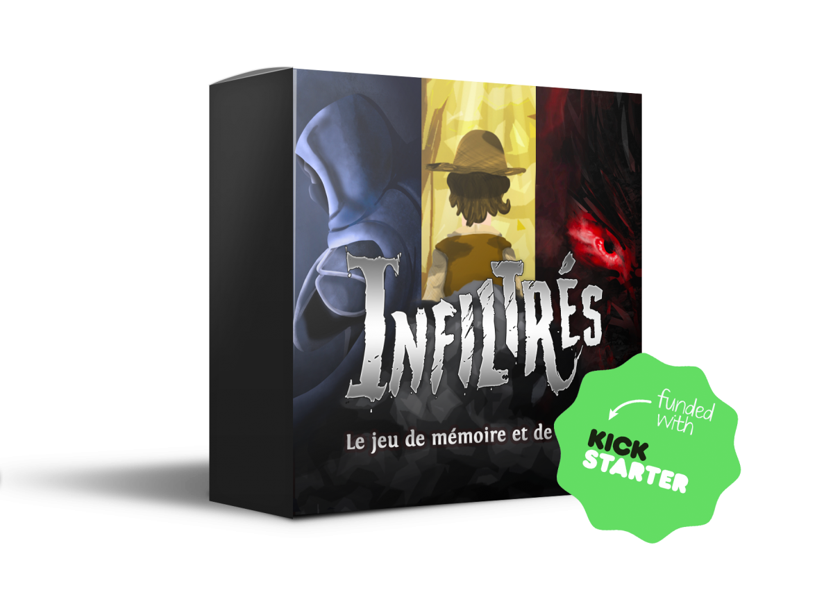 Boîte d'exemple pour le jeu Infiltrés financé sur Kickstarter