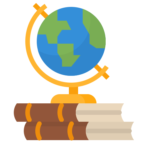 Icône d'un globe sur deux livres