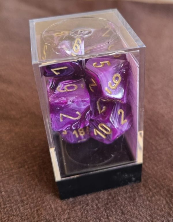 Set de 7 dés Chessex - violet et or