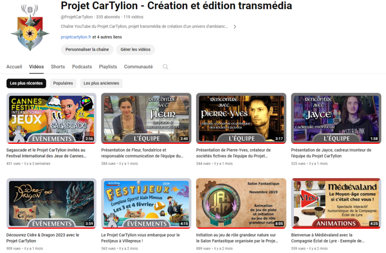 Image de la chaîne YouTube @ProjetCarTylion avril 2024