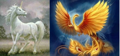 Licorne et phénix en représentation onirique