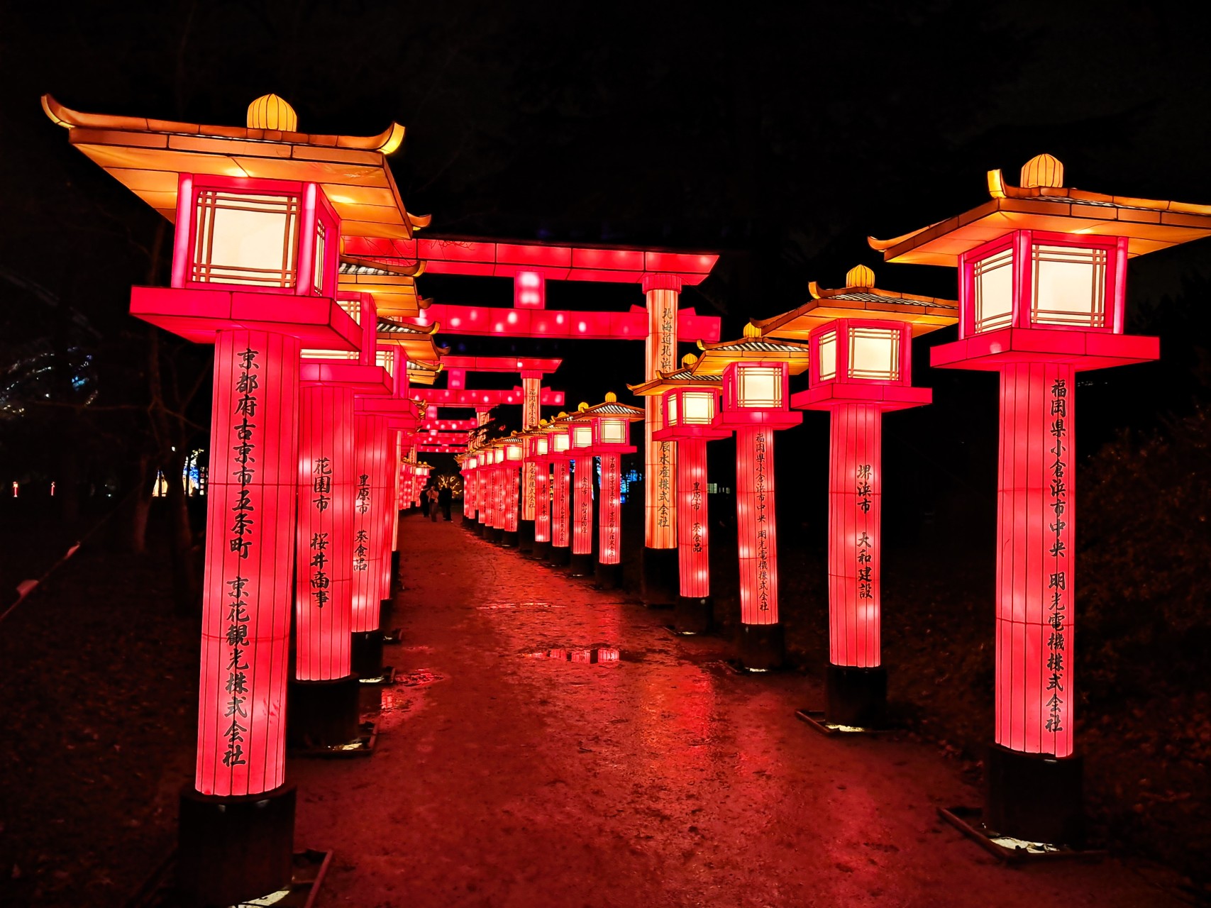 Portes torii rouges illuminées
