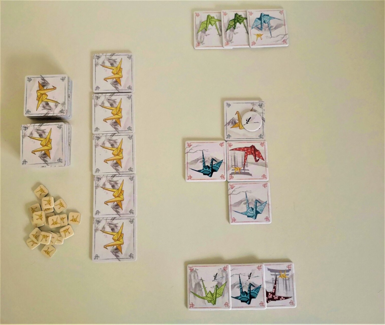 Cartes du jeu Senbazuru en cours de partie